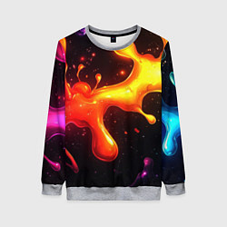 Женский свитшот Радужные кляксы на черном фоне