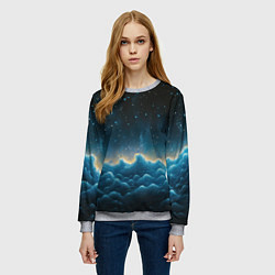 Свитшот женский Облака и черное небо текстура, цвет: 3D-меланж — фото 2