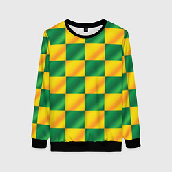 Женский свитшот Желтый и зеленый геометрический паттерн