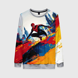 Свитшот женский Человек - паук и пролитая краска, цвет: 3D-меланж