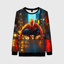 Свитшот женский Человек паук на старте, цвет: 3D-черный