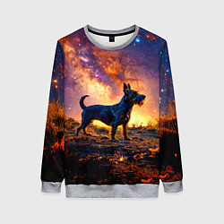 Свитшот женский Скотч-терьер в космосе, цвет: 3D-меланж