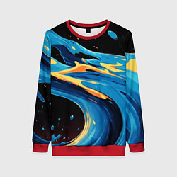 Свитшот женский Синяя волна из красок, цвет: 3D-красный