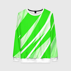 Женский свитшот Яблочный зелёный абстракция с полосами