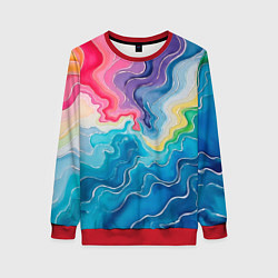 Женский свитшот Абстрактные волны в мраморном стиле
