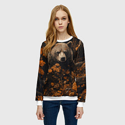 Свитшот женский Медведь в лесной чаще, цвет: 3D-белый — фото 2