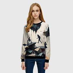 Свитшот женский Сюрреалистичные люди и камни, цвет: 3D-черный — фото 2