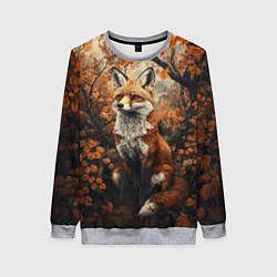 Свитшот женский Лис в лесной чаще, цвет: 3D-меланж