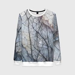 Свитшот женский Прожилки листьев, цвет: 3D-белый