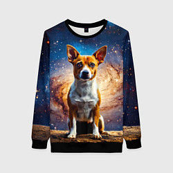 Свитшот женский Басенджи в космосе, цвет: 3D-черный