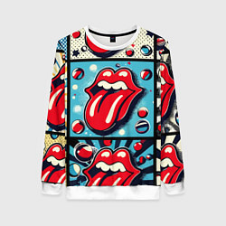 Свитшот женский Rolling Stones logo - pop art, цвет: 3D-белый