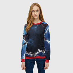 Свитшот женский Объемная дыра в стене текстура, цвет: 3D-красный — фото 2