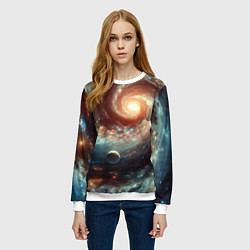 Свитшот женский Далёкая неоновая галактика - нейросеть, цвет: 3D-белый — фото 2