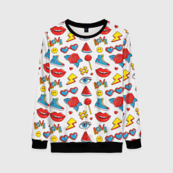 Женский свитшот Паттерн с яркими молодежными стикерами