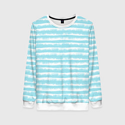 Женский свитшот Бело-голубой полосатый паттерн