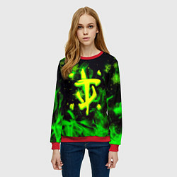 Свитшот женский Doom кислотный снег в огне лого, цвет: 3D-красный — фото 2