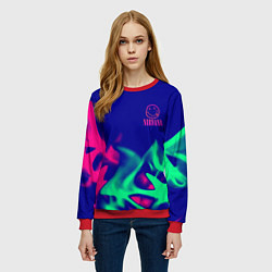 Свитшот женский Nirvana fire neon, цвет: 3D-красный — фото 2