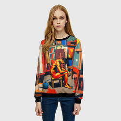 Свитшот женский Художник в мастерской, цвет: 3D-черный — фото 2