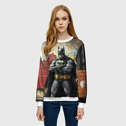 Свитшот женский Бэтмен на фоне стены, цвет: 3D-белый — фото 2