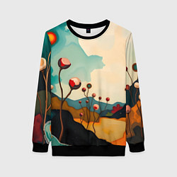 Женский свитшот Сюрреалистичный пейзаж с цветами