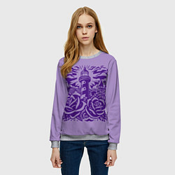 Свитшот женский Маяк с розами и корабли, цвет: 3D-меланж — фото 2