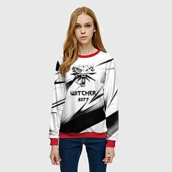 Свитшот женский Ведьмак stripes, цвет: 3D-красный — фото 2