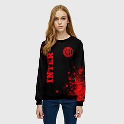 Свитшот женский Inter - red gradient вертикально, цвет: 3D-черный — фото 2
