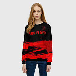 Свитшот женский Pink Floyd - red gradient посередине, цвет: 3D-черный — фото 2