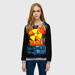 Свитшот женский Stalker огненное лого чернобыль, цвет: 3D-меланж — фото 2
