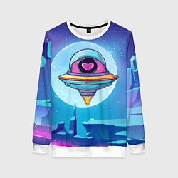 Свитшот женский Нло с сердечком внутри, цвет: 3D-белый