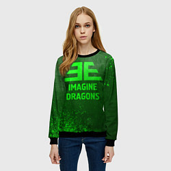 Свитшот женский Imagine Dragons - green gradient, цвет: 3D-черный — фото 2