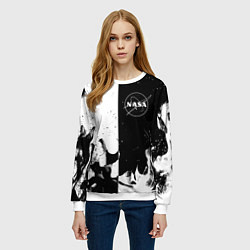 Свитшот женский Nasa черно белый огонь, цвет: 3D-белый — фото 2