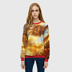 Свитшот женский Блестящая золотая текстура, цвет: 3D-красный — фото 2