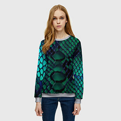 Свитшот женский Бирюзовая змеиная кожа, цвет: 3D-меланж — фото 2