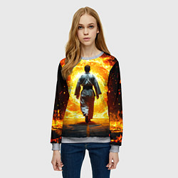 Свитшот женский Айкидоист и огненный вихрь, цвет: 3D-меланж — фото 2