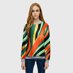 Свитшот женский Тропическая жаркая абстракция, цвет: 3D-меланж — фото 2