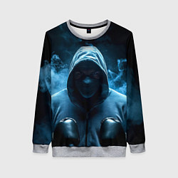 Свитшот женский Боксер в дыму, цвет: 3D-меланж