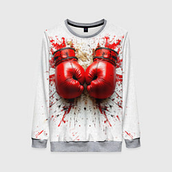 Свитшот женский Красные бойцовские перчатки на белом, цвет: 3D-меланж