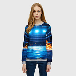 Свитшот женский Синий ринг в огне, цвет: 3D-меланж — фото 2