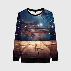 Свитшот женский Космический ринг, цвет: 3D-черный