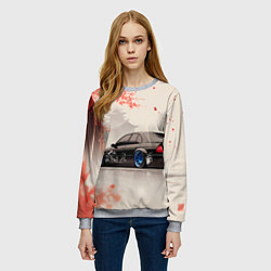 Свитшот женский Черная БМВ и сакура, цвет: 3D-меланж — фото 2