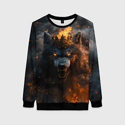 Свитшот женский Волк в огне, цвет: 3D-черный