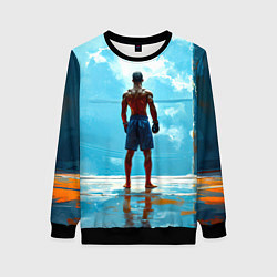 Свитшот женский Кикбоксер в синем, цвет: 3D-черный