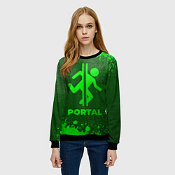 Свитшот женский Portal - green gradient, цвет: 3D-черный — фото 2