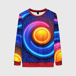 Женский свитшот Оранжевый круг и голубые линии текстура