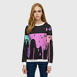 Свитшот женский Стекающая краска текстура, цвет: 3D-белый — фото 2