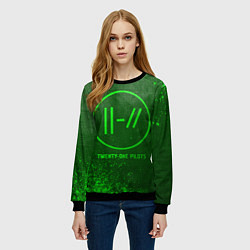 Свитшот женский Twenty One Pilots - green gradient, цвет: 3D-черный — фото 2