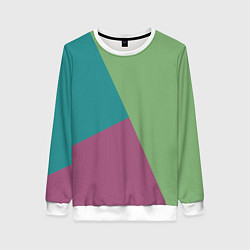 Женский свитшот Сине-зелёно-розовый тёмный трёхцветный