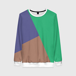 Женский свитшот Триада зелёный фиолетовый и коричневый геометричны