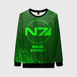 Свитшот женский Mass Effect - green gradient, цвет: 3D-черный